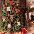 thumbnail image 5 of Christmas Bows Linen Decorations Large Christmas Tree Bow Wreath Front Door Outdoor Bow Holiday Red Bow Xmas Tree Decor 1PC, 5 of 6