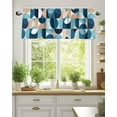 thumbnail image 2 of Blue Khaki Valances for Windows Nordic Retro Medieval Geometric Abstract Valance Rod Pocket Light Filtering Short Window Treatments Curtains for Kitchen Bathroom Living Room Bedroom, 60 x 18 Inch, 2 of 7