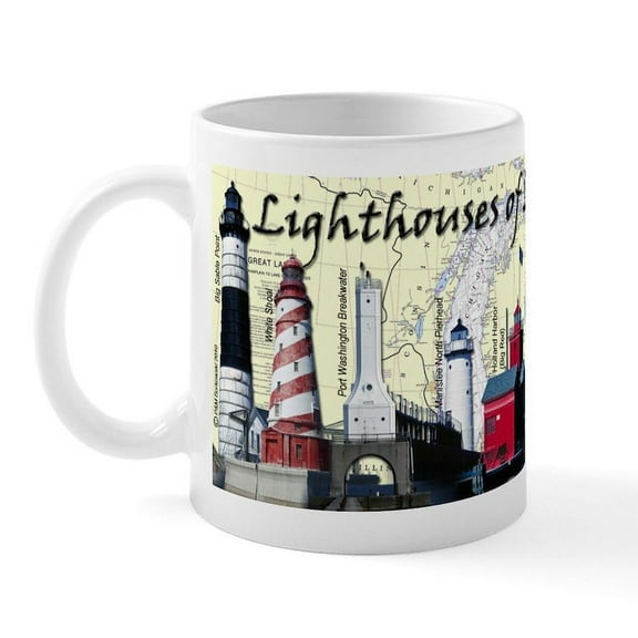 CafePress - Lighthouses Of Lake Michigan Mug Mugs - 11 oz Ceramic Mug - Novelty Coffee Tea Cup