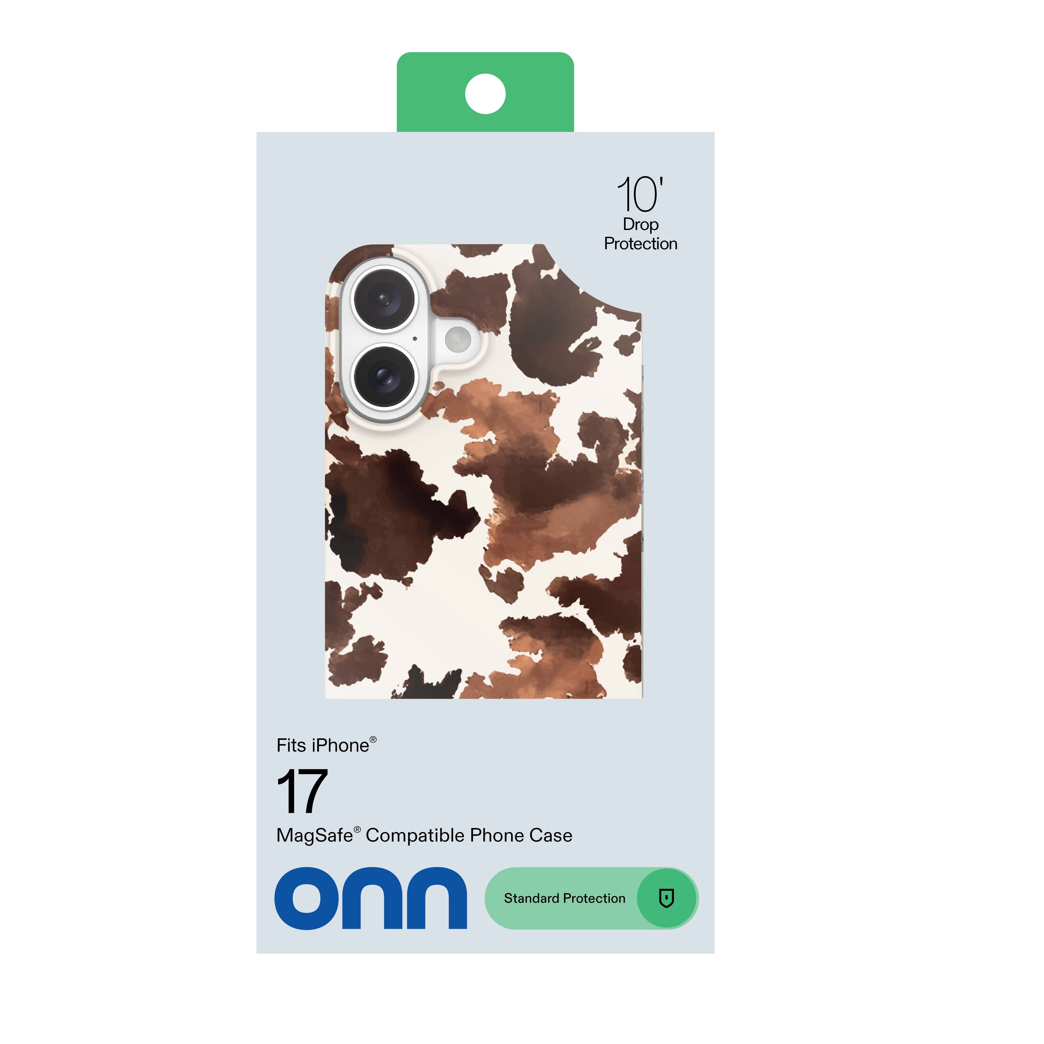 onn Phone Case for iPhone 17, MagSafe Compatible - Cow Print
