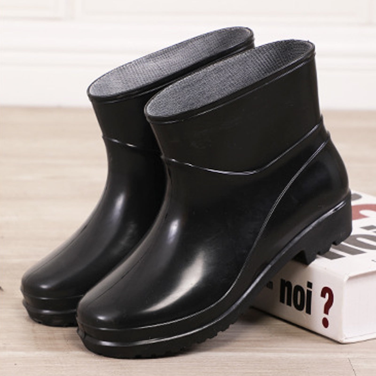 Tuphregyow Men's Women's Waterproof Outdoor Rain Boots, Black, 40