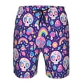 thumbnail image 3 of Cauagu Skull mushroom rainbow Print Men's Swim Trunks,Hawaiian Bathing Suit Swimsuits Beach Shorts with Pockets for Men Quick Dry Swimming Board Shorts-3X-Large, 3 of 6