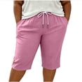 thumbnail image 5 of Women Capri Pants Zaewscy Women's Fashionable Solid Color Capris Drawstring With Pockets Shorts Pink XXXXXL, 5 of 8