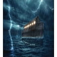 thumbnail image 3 of Nature Duvet Cover Set, Old Nostalgic Wooden Boat Ship During Rain and Thunder Storm Scary Dramatic Scene, Decorative 2 Piece Bedding Set with 1 Pillow Shams, Twin Size, Blue Brown, by Ambesonne, 3 of 3