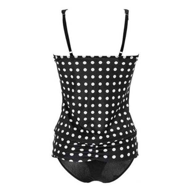Greeniant Traje de baño sin mangas con espalda abierta y estampado de lunares de piezas para mujer Traje de baño SG Greeniant OD001442-04