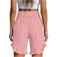 thumbnail image 5 of Levmjia Womens Ruffled Wrap Shorts High Waist Casual Polyester Elastic Waist Pocket Shorts for Everyday Wear Yoga Beach and Vacation All Season Comfort Stretchy Fit, 5 of 7