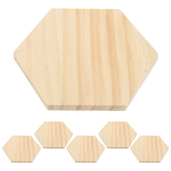 Hytrove Hexagon Wood Coasters Set of 6 Unfinished Wooden Cup Holders for DIY Crafts Beige