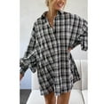 thumbnail image 6 of UVEASISHA Plaid Shirts for Women Lantern Long Sleeve Loose Shacket Casual Button Down Lapel Shirt Jackets with Pocket 2025 Fashion Fall Clothes Today Sales,Black,XL, 6 of 9