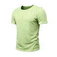thumbnail image 4 of Men's Big and Tall Crewneck Cotton Linen T-Shirt, Loose Fit Longline Extra Long Beach Tee, Lightweight Breathable Hipster Summer Casual Tops, Sizes S-3XL Green, 4 of 7
