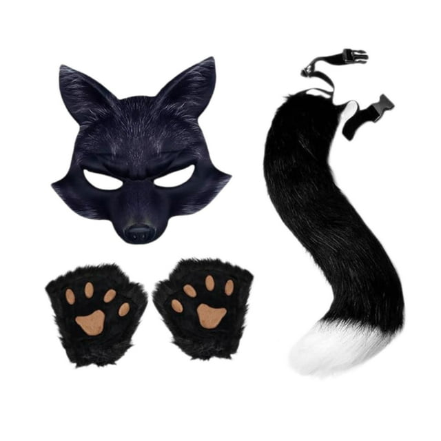 BELOVING et Ensemble de Queue Costume d'Halloween pour Fête d'Halloween Jeu de Rôle Noir