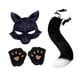 thumbnail image 1 of Máscara y cola para disfraz de gato de peluche, ligera, cómoda y decorativa. Negro, 1 of 9