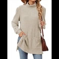 thumbnail image 1 of Camisas de Larga para Mujer, Blusas Túnica Casuales de Cuello Alto Albaricoque M, 1 of 10