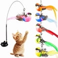 thumbnail image 1 of Juego de ventosa y juego portátil para juguete para gatos, varita de doble cabeza, apuntador de plumas intercambiable, base estable anti-volcado, juguete interactivo para interiores, 1 of 1