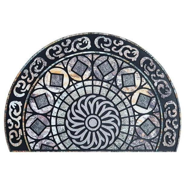 Almohadillas para silla de 50 x 80 cm, estilo bohemio, semicircular, para entrada, antideslizante, con terciopelo de cristal.