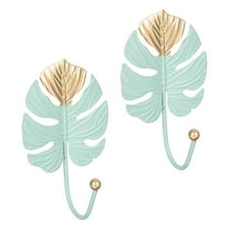 FRCOLOR 2pcs Monstera Leaf Wall Hooks Creative No-Drill Metal Key and Towel Holder - Decorative Hooks for Hanging Keys Coats and Hats