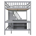 thumbnail image 6 of Full Size Wooden Loft Bed with Built-in L-Shaped Desk and Three-Tier Storage Shelves,Full-Length Guardrails and Attached Storage Staircase, Gray, 6 of 9