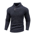 thumbnail image 1 of Pull Col Montant, Pull Tricoté d'Hiver pour Hommes, Design Uni, Manches Longues, 1 of 2