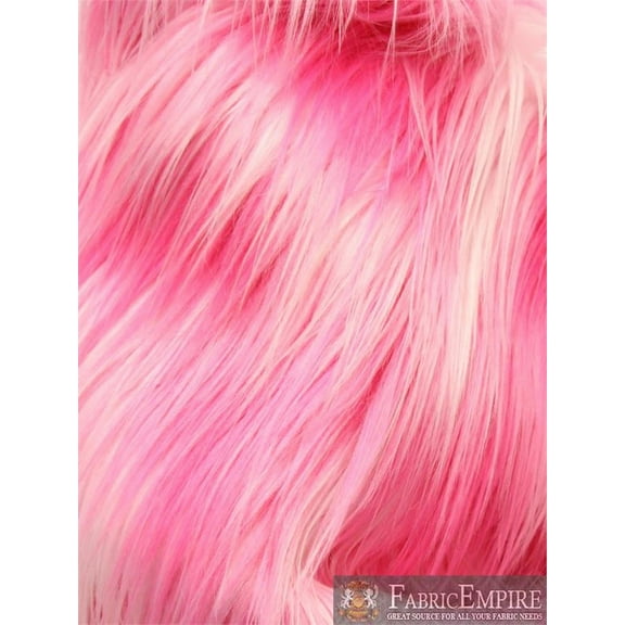 Faux Fur Fabric Long Pile 3 TONE RAINBOW HOT PINK WHITE PINK/ 60" Wide / Sold by the yard