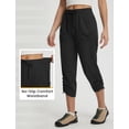 thumbnail image 5 of Baleaf Women's Capri Pants with Zipper Pocket Lightweight Quick Dry Water Resistant Capris Hiking Travel Casual UPF50+ Black L, 5 of 7