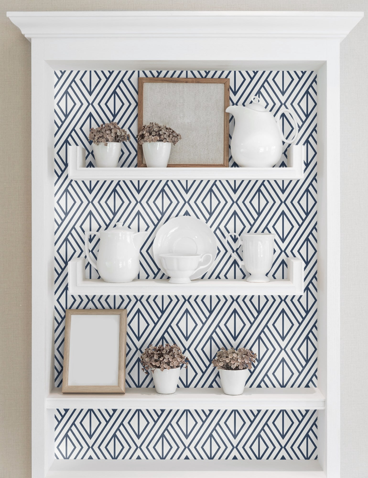 NextWall NW30106 Diamond GeometricNavy Blue Peel & Stick Wallpaper
