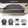 thumbnail image 4 of 65" W Three-seater sofa Modern Trending and Youthful Rainbow Design Upholstered Fabric Sofa Decor Furniture for Living Room, Bedroom, Office GREY, 4 of 9