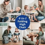 Chicco Zest™ 4-in-1 Multi-Use Folding High Chair, Low Feeding Chair, Toddler Chair, Youth Stool - Seasalt (Grey), New