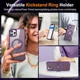thumbnail image 4 of Case for iPhone 12/13 Pro Max with 360°Rotatable Magnetic Ring Stand Compatible with MagSafe Lightweight and Translucent Matte Back Shockproof Protective Case Men Women Purple, 4 of 14