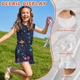 thumbnail image 5 of ZIATUBLES Space Planets Star Print Girls Summer Casual Playsuit Flutter Sleeves Short Jumpsuit Button Round Neck Kids Romper Elastic Waist Relaxed Fit Comfort Outfit with Pockets for 5-6 Y, 5 of 6