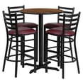 thumbnail image 3 of Emma + Oliver 30RD Walnut Table Set-X-Base & 4 Ladder Back Stools,Burgundy Seat, 3 of 3