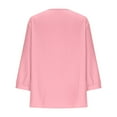 thumbnail image 6 of Sevevn Women's New 3/4 Sleeve Lace Neckline Solid Color Pullover Casual Top Summer Savings Pink M, 6 of 6