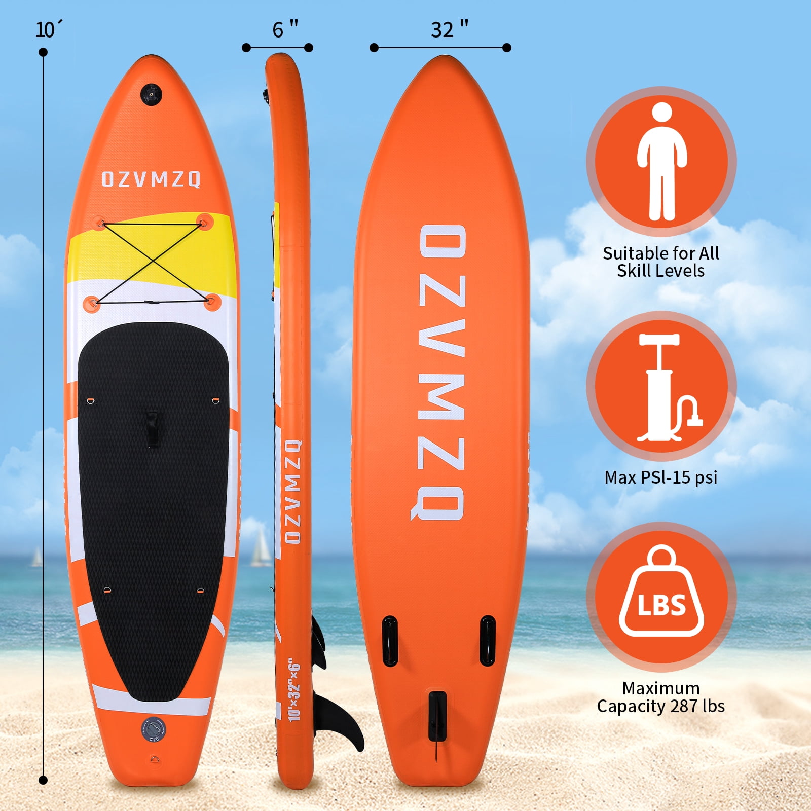 10' Premium Stand Up Paddle Board, Yoga Board with SUP Accessories & Carry Bag ,Surf Control  and Non-Slip Deck for Youth/Adults of All Skill Levels