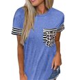 thumbnail image 4 of Camiseta de manga corta para mujer, Tops con bolsillo para mujer, camiseta con costuras de rayas de leopardo, Camiseta holgada informal para mujer, ropa 2022, 4 of 4