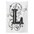 thumbnail image 3 of Ambesonne Letter L Tablecloth Rectangular Table Cover, Ornate Capital L Art, 60"x84", Black Grey White, 3 of 4