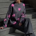thumbnail image 1 of Suéter de punto grueso con cuello redondo bordado de amor Suéter holgado de manga larga de otoño e invierno para mujer de estilo europeo y americano, 1 of 6