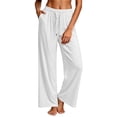 thumbnail image 2 of vdgthytj Athletic Pants for Women Drawstring Elastic Waist Wide Leg Loose Running Casual Trousers with Pockets(X-Large,White), 2 of 6