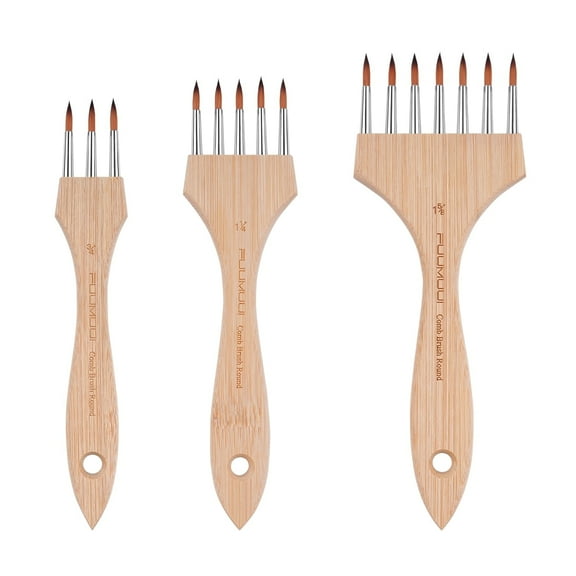 Fuumuui Multi-Head Nylon Hair Flat Head Comb Brush – Designed for Special Effects and Creative Textures, Suitable for Watercolor, Acrylic, Gouache Painting