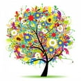 thumbnail image 2 of Floral Tree Beautiful Summer Wall Decal by Wallmonkeys Peel and Stick Graphic (24 in H x 24 in W) WM350464, 2 of 4