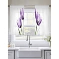 thumbnail image 5 of Purple Tulip Sheer Curtains for Living Room Bedroom, Light-filtering Sheer Curtain, Transparent Flower LigRod Pocket Voile Window Treatment Drapes, 52’’Wx54’’L, 2 Panels Set, 5 of 7