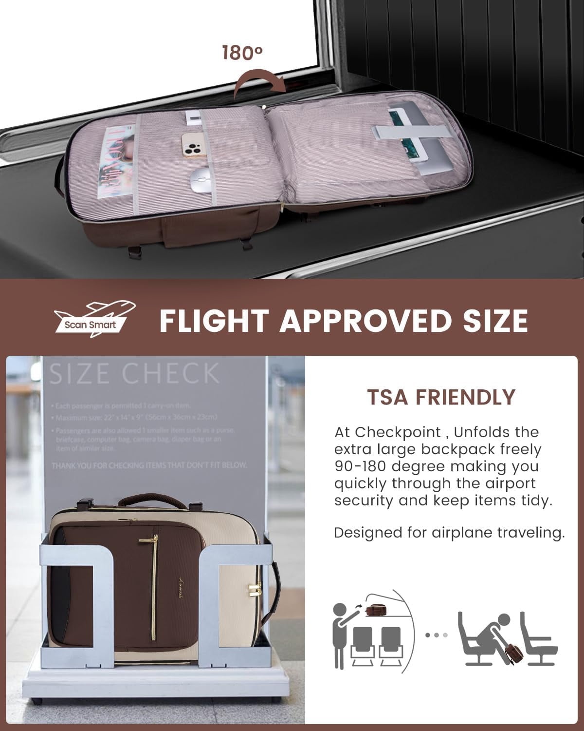LOVEVOOK Large Travel Backpack for Women & Men, 40L Carry on Backpack for Airplanes, TSA Personal Item Travel Bag fits 17" Laptop, Waterproof Travel Essentials Airline Approved with 3 Packing Cubes