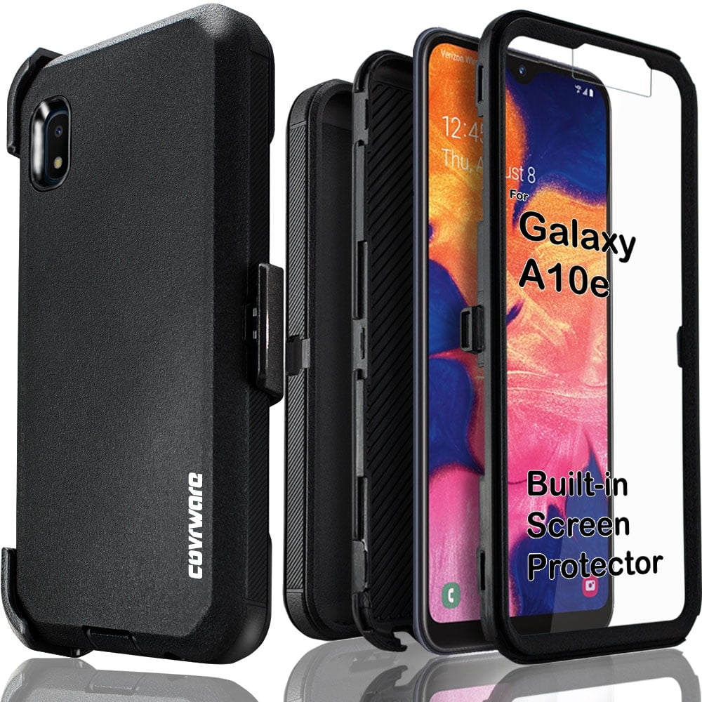 Samsung Galaxy A10E Case, COVRWARE [ Tri Series ] with Built-in [Screen Protector] Heavy Duty Full-Body Rugged Holster Armor Case [Belt Swivel Clip][Kickstand], Black