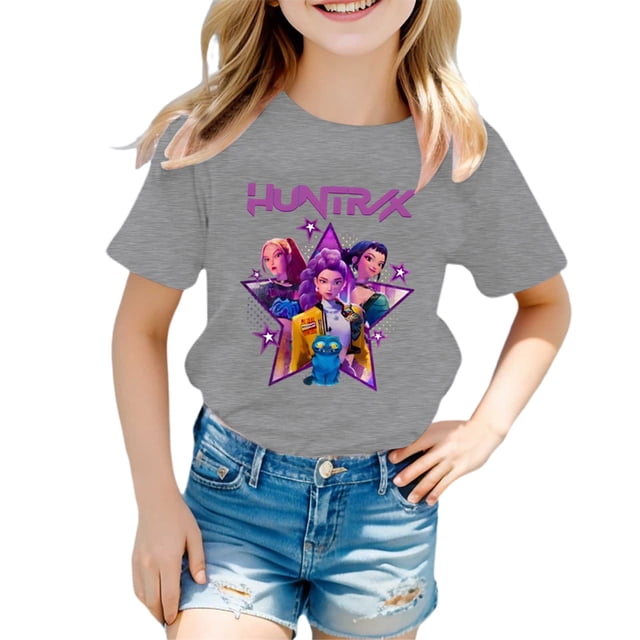 Girls Casual Short Sleeve Round Neck Tee Loose Fit Comfortable Soft Breathable Daily Wear Top