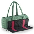 thumbnail image 3 of Quilted Tote Shoulder Beauty Bag With Brush Storage Pocket Ideal for Cosmetic Bottles Brushes Acessorries (Teal), 3 of 6