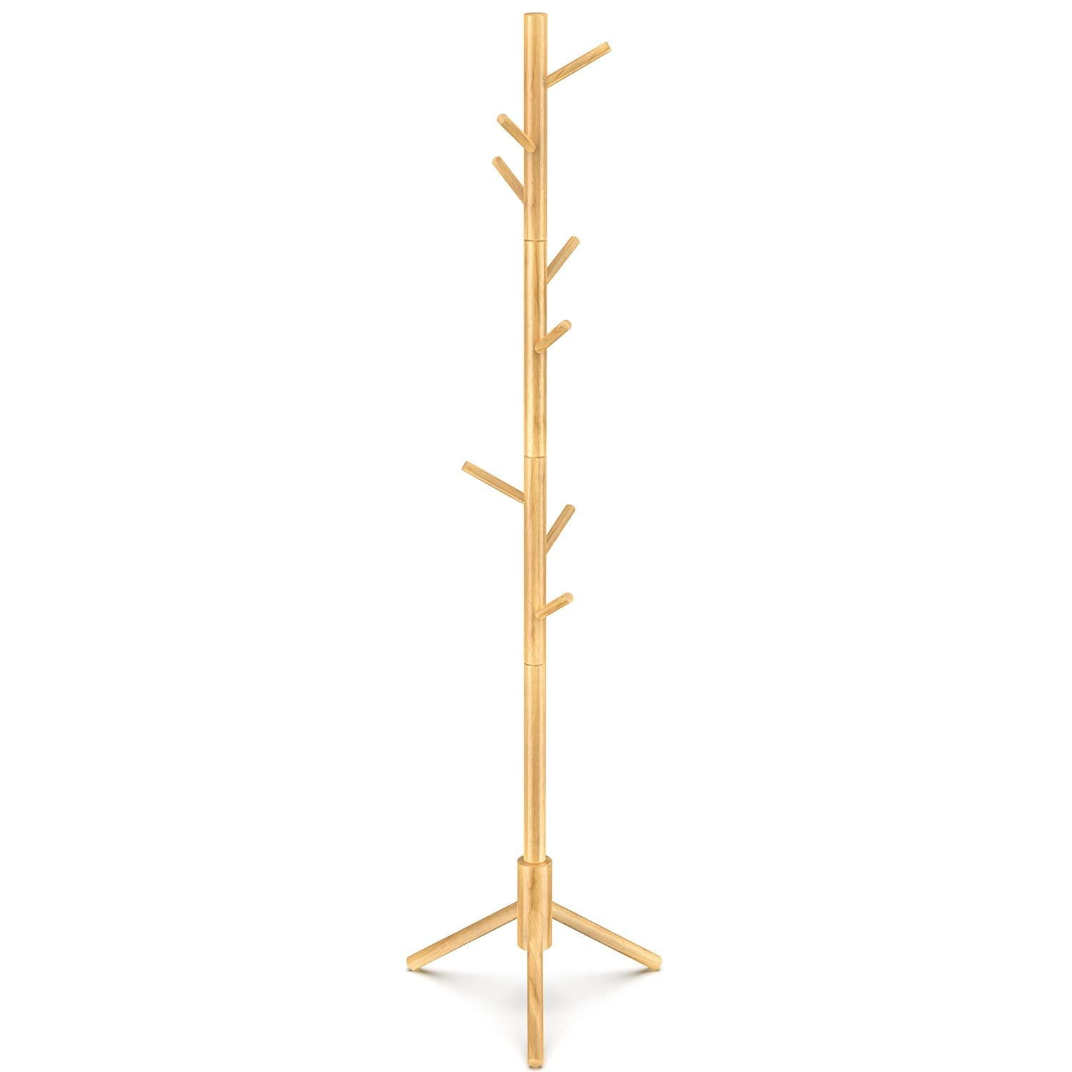 Coat Rack Sturdy Wooden Coat Rack Stand, Adjustable Coat Tree, Free