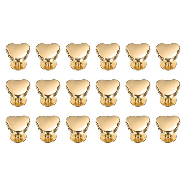 Uxcell 15 Pcs Remaches de Metal en Forma de Oso de 10 mm, Studs de Decoración con Tornillo en la Parte Posterior, Dorado