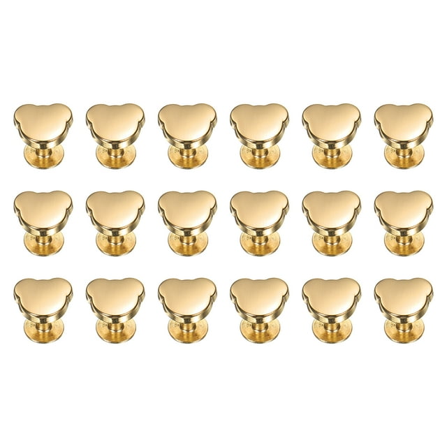 Uxcell 15 Pcs Metal Stud Rivets 10mm Bear Shape Decoration Screw Back Studs, Gold