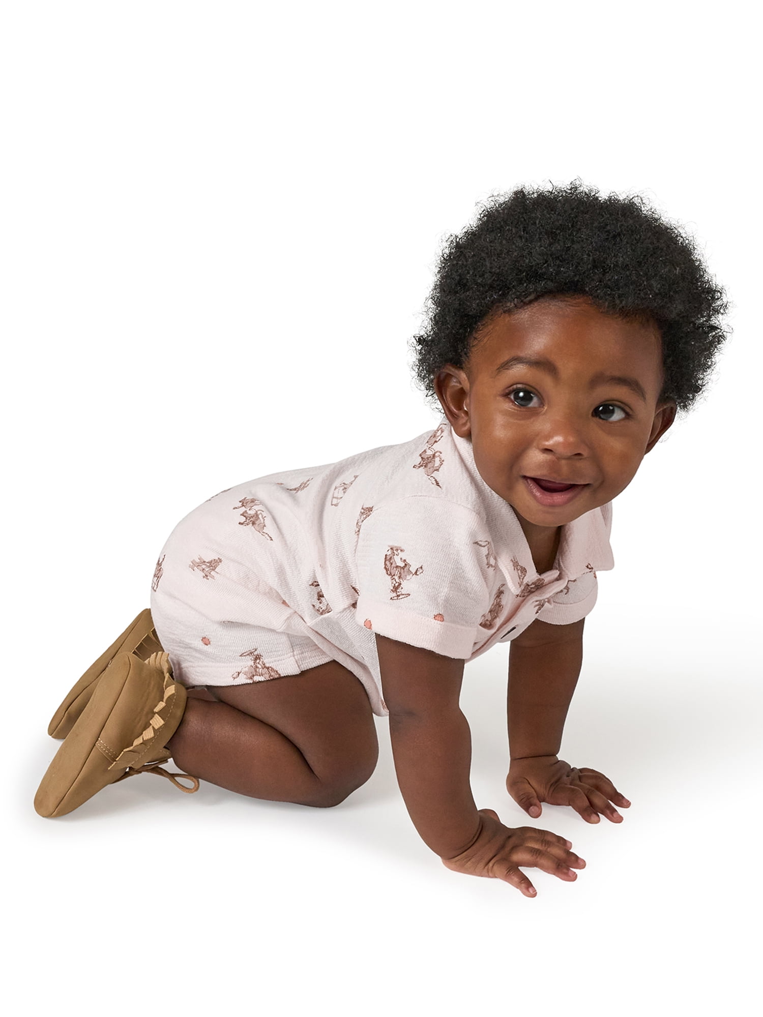 Modern Moments by Gerber Baby Boy Slouch Henley Romper, Sizes 0/3 Months - 24 Months