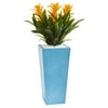 "Nearly Natural 26"" Triple Bromeliad Artificial Plant in Turquoise Tower Vase"