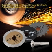 Sonew Scie à molette, disque de coupe en bois en métal, 3 pièces 54,8 mm HSS Mini lame de scie circulaire en bois outil de coupe rotatif + mandrin