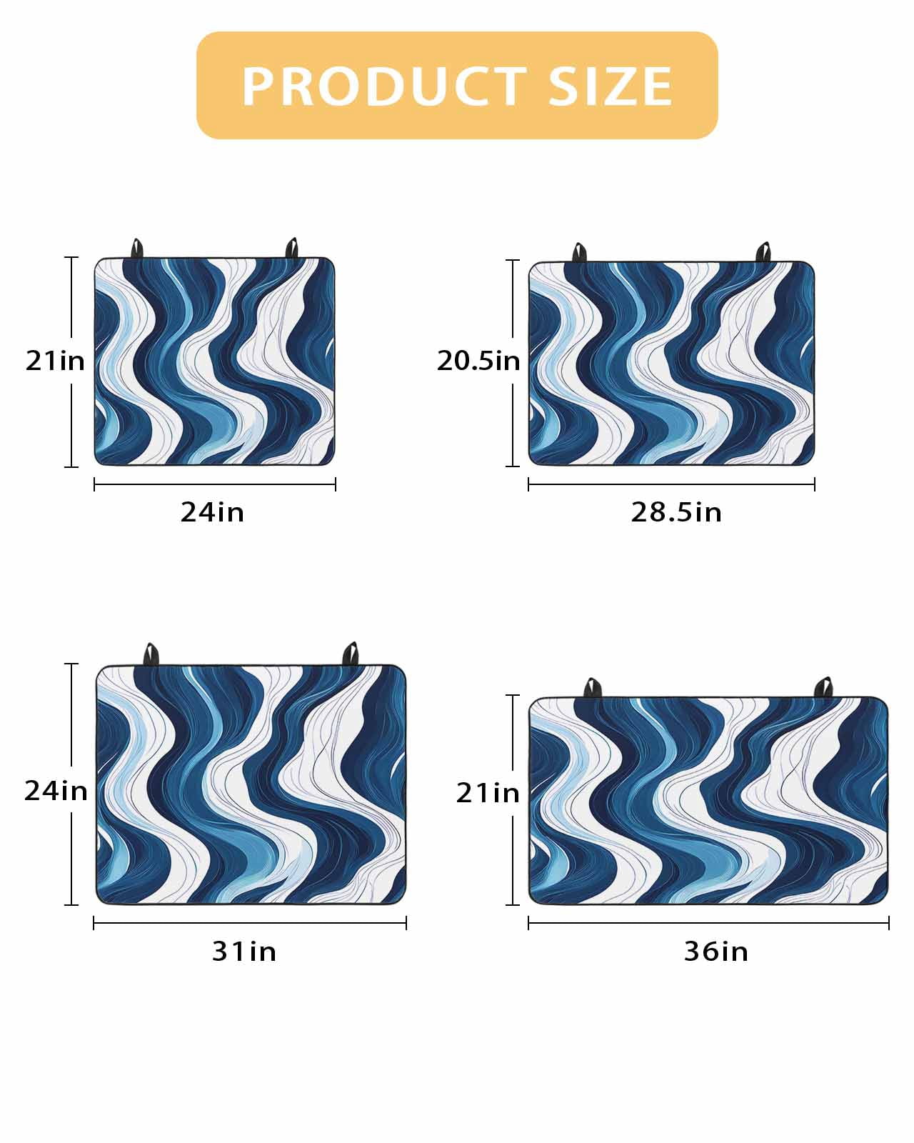 nqOlkjepod Large Induction Cooktop Protector Mat 24"x21", Blue Stripe Stove Top Covers for Electric Stove, Geometric White Coastal Wave Modern Ocean Stove Burner Cover Mats, Glass Top Stove Cover