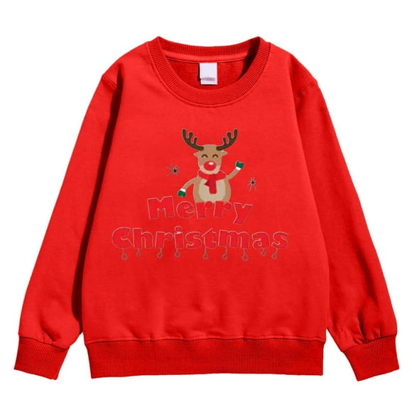 Chandail à Capuchon à Fermeture Éclair pour Petites Filles, Chandail à Capuchon Court pour Bébé Garçon, Léger, Automne et Hiver, Imprimé de Noël, Rouge, 4-5 Ans